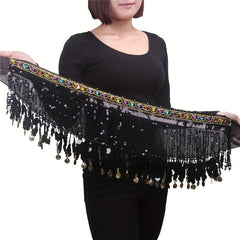 Boho Belly Dance Hip Scarf Long Tassel Gem Belt Indian Dance Girdle