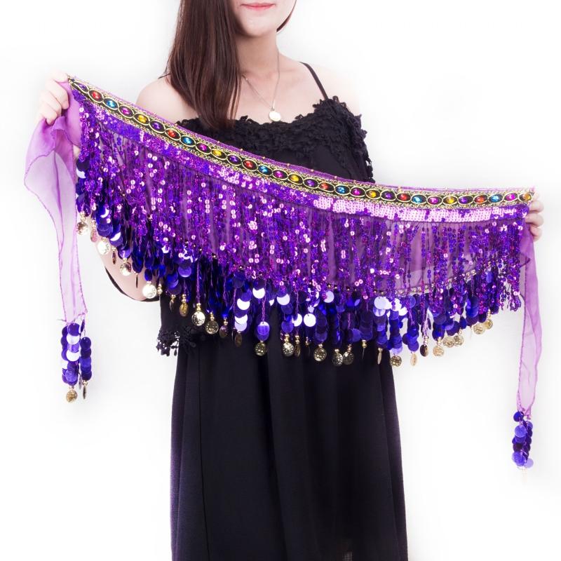 Boho Belly Dance Hip Scarf Long Tassel Gem Belt Indian Dance Girdle