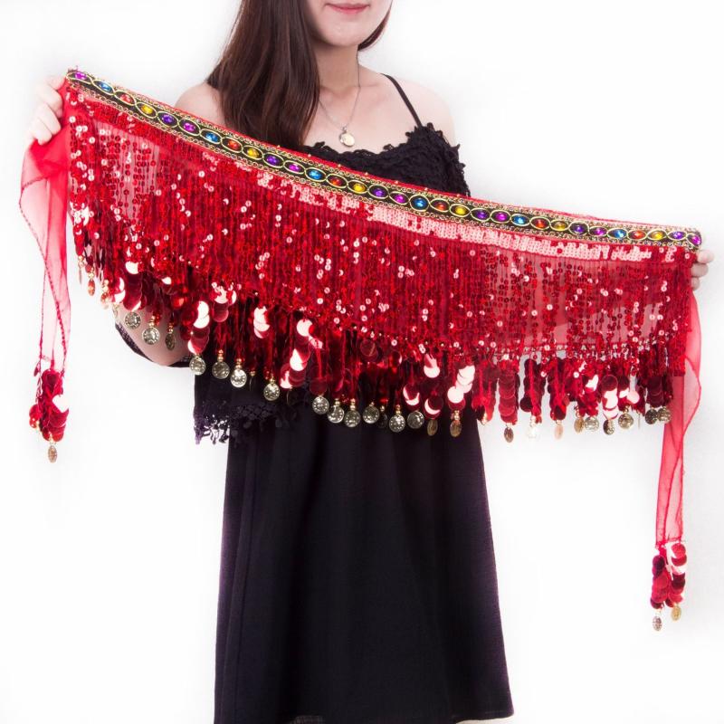 Boho Belly Dance Hip Scarf Long Tassel Gem Belt Indian Dance Girdle