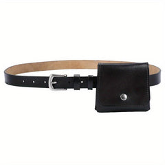 Women's Leather Belt with Removable Mini Waist Bag
