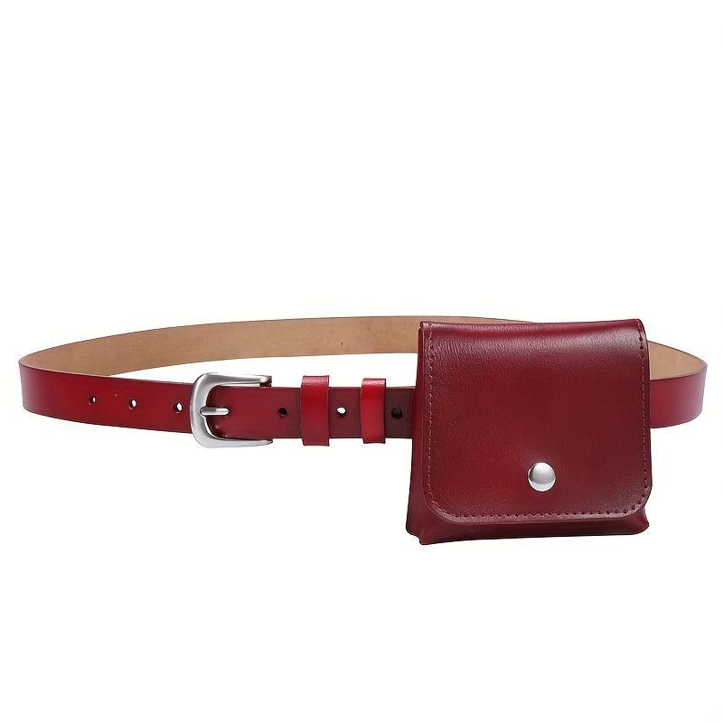 Women's Leather Belt with Removable Mini Waist Bag
