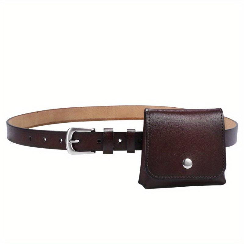 Women's Leather Belt with Removable Mini Waist Bag