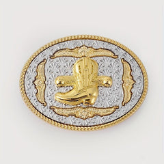 Golden Boot Oval Belt Buckle for Women & Men Western Jeans Accessories