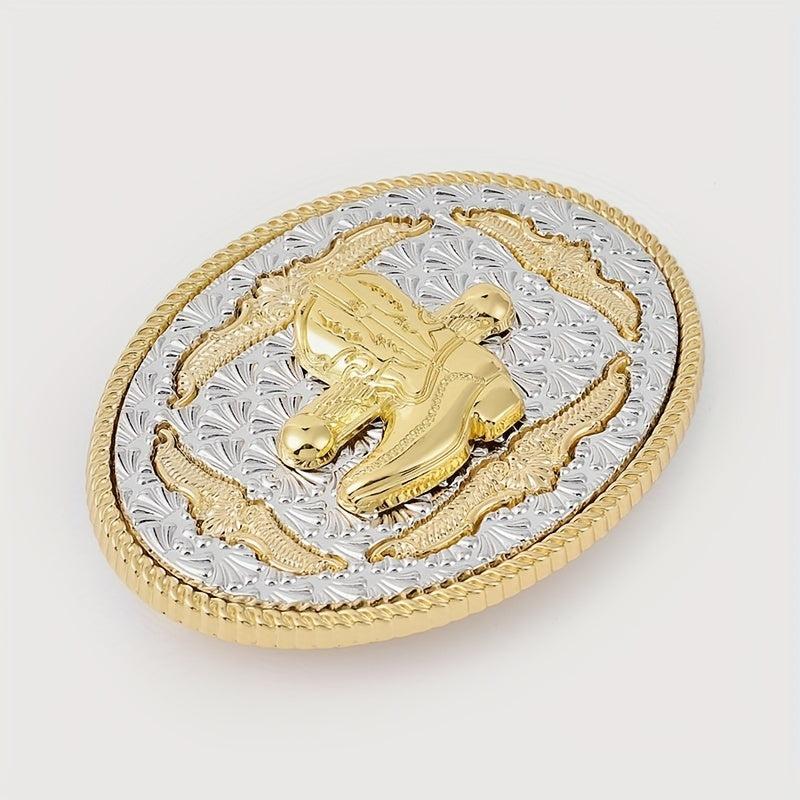 Golden Boot Oval Belt Buckle for Women & Men Western Jeans Accessories