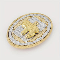 Golden Boot Oval Belt Buckle for Women & Men Western Jeans Accessories