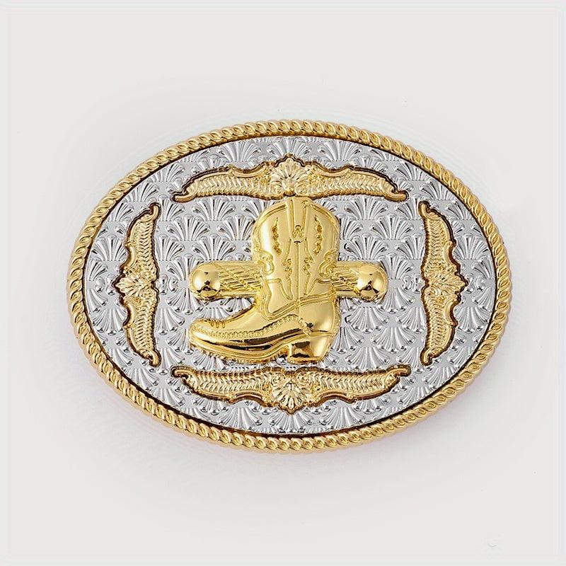 Golden Boot Oval Belt Buckle for Women & Men Western Jeans Accessories