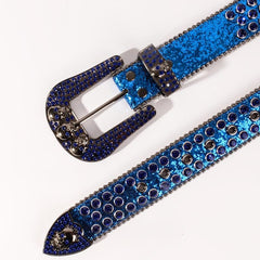 Skull Metal Buckle Belt Bling Rhinestone Western Belt