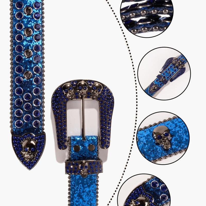 Skull Metal Buckle Belt Bling Rhinestone Western Belt