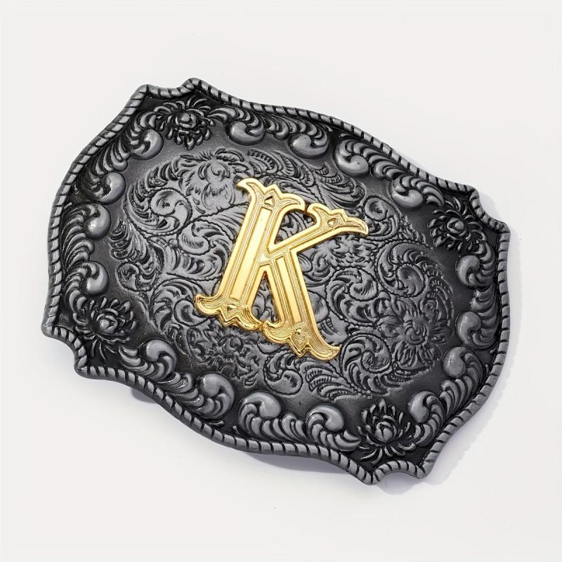 Vintage Gothic Floral Engraved Western Belt Buckle