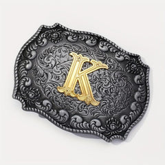 Vintage Gothic Floral Engraved Western Belt Buckle