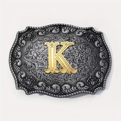 Vintage Gothic Floral Engraved Western Belt Buckle
