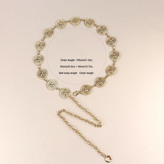 Stylish Hollow Out Waist Chain Silvery Golden Metal Belt