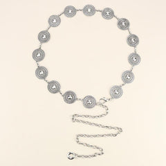 Stylish Hollow Out Waist Chain Silvery Golden Metal Belt