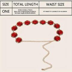 Wine Red Crystal Chain Belt Rhinestone Inlaid Women Girdle Dress Waistband