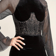Y2K Transparent Sequin Corset Belt Lace Up Waistband