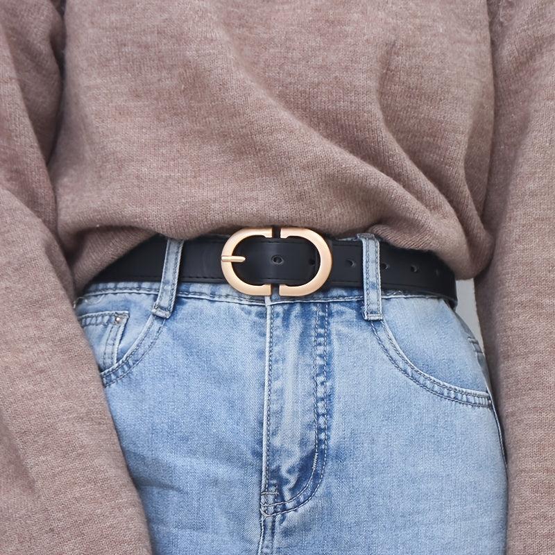 Women Leather Belt For Jeans Pants Dress Waist Belt With Golden Buckle