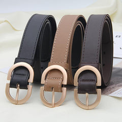 Women Leather Belt For Jeans Pants Dress Waist Belt With Golden Buckle