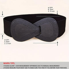 8 shaped Bow Elastic Wide Belt Women's Stretchy Waistband Solid Dress Coat