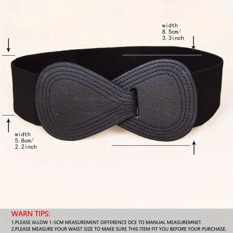 8 shaped Bow Elastic Wide Belt Women's Stretchy Waistband Solid Dress Coat