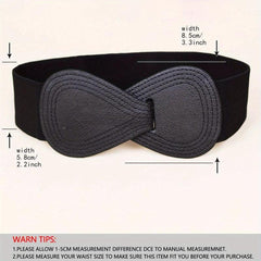 8 shaped Bow Elastic Wide Belt Women's Stretchy Waistband Solid Dress Coat