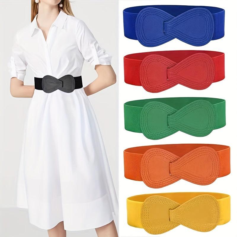 Elastic Wide Belt 8-shaped Faux Leather Belt Dress Skirt Decoration