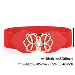 Women Stretchable Elastic Waist Belt with Heart Buckle