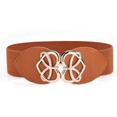 Women Stretchable Elastic Waist Belt with Heart Buckle