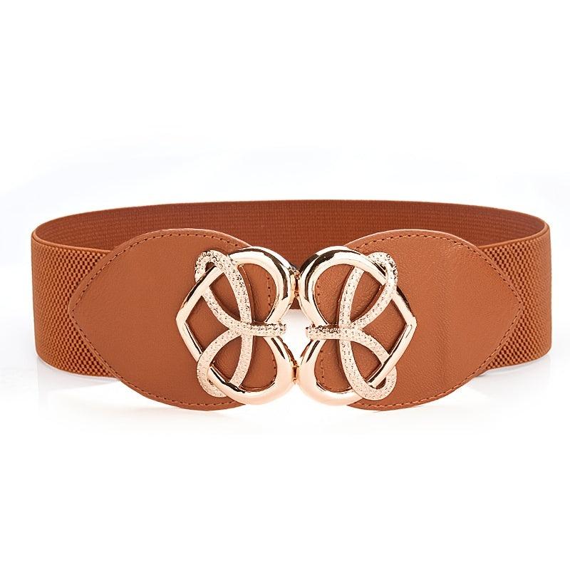 Women Stretchable Elastic Waist Belt with Heart Buckle