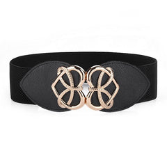 Women Stretchable Elastic Waist Belt with Heart Buckle