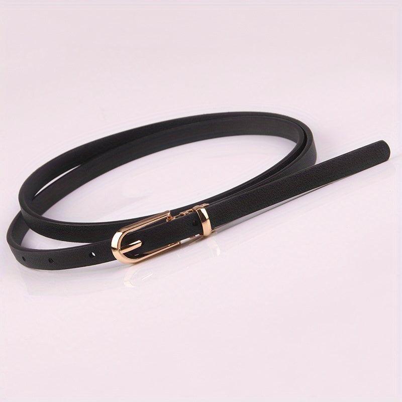 Thin Belt Oval Buckle PU Leather Jeans Pants Sweater Dress Girdle
