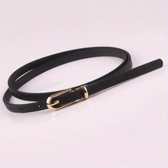 Thin Belt Oval Buckle PU Leather Jeans Pants Sweater Dress Girdle