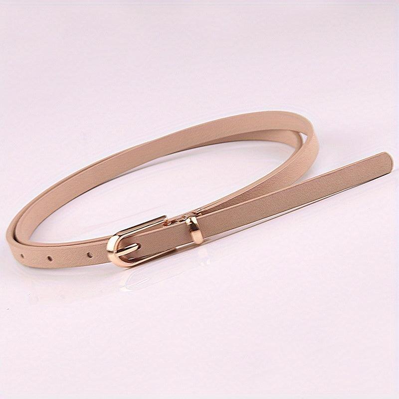 Thin Belt Oval Buckle PU Leather Jeans Pants Sweater Dress Girdle
