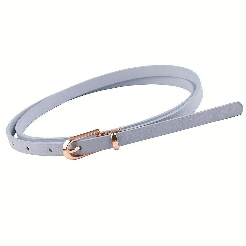 Thin Belt Oval Buckle PU Leather Jeans Pants Sweater Dress Girdle