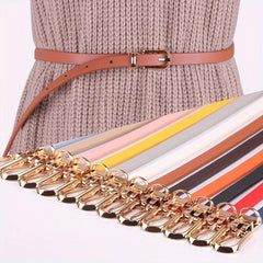 Thin Belt Oval Buckle PU Leather Jeans Pants Sweater Dress Girdle