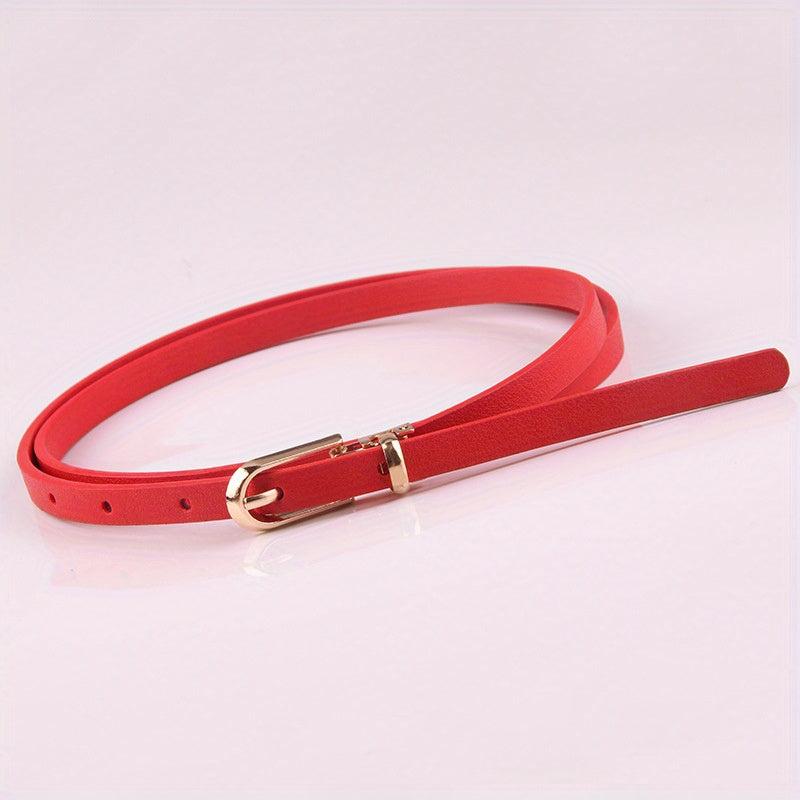 Thin Belt Oval Buckle PU Leather Jeans Pants Sweater Dress Girdle