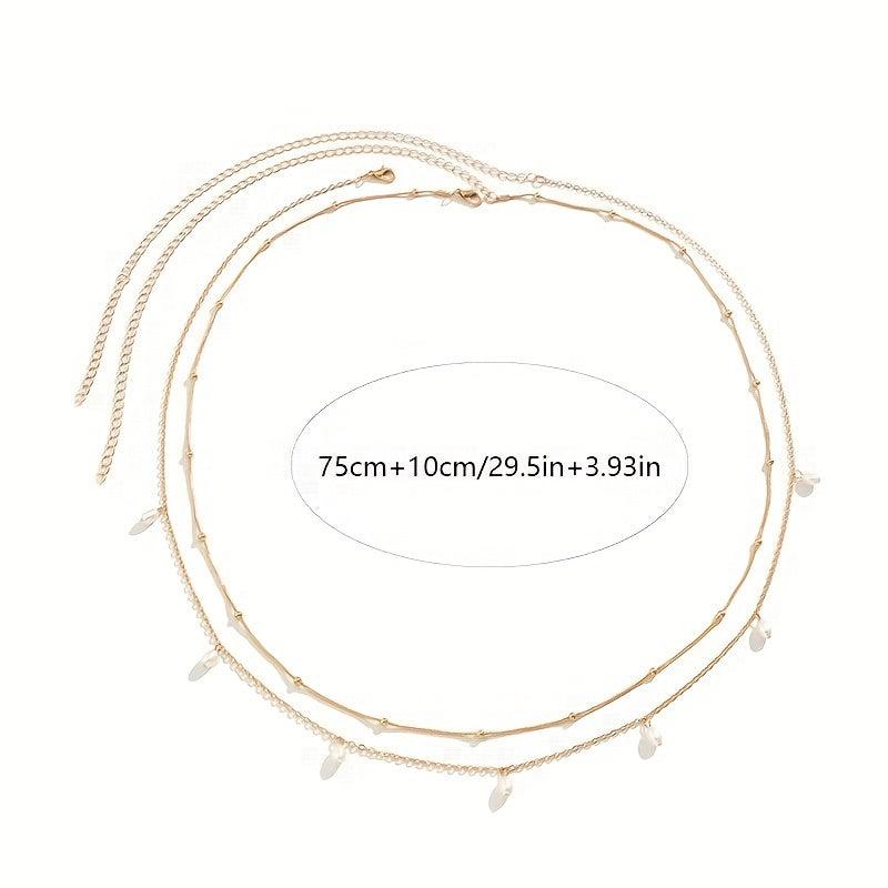 Double Layer Crystal Beads Tassel Waist Chain Belly Chain