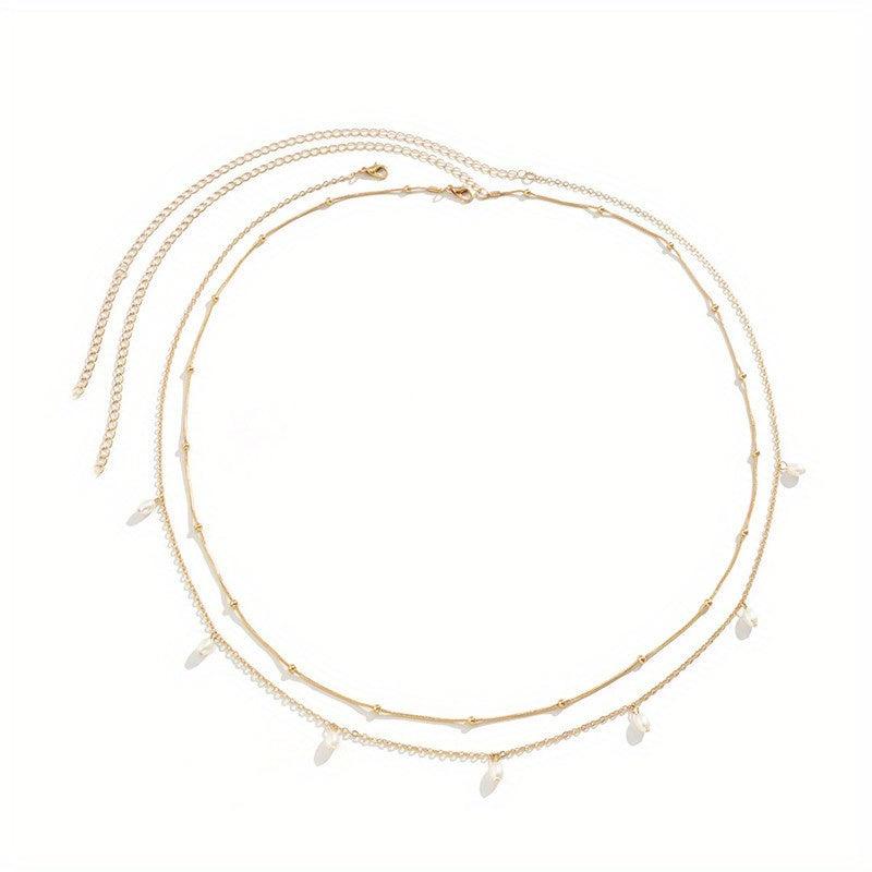 Double Layer Crystal Beads Tassel Waist Chain Belly Chain