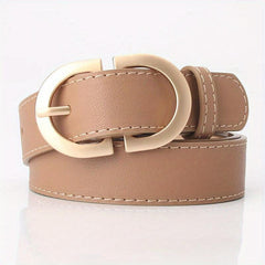 Double D Buckle PU Belt Solid Waistband Casual Coat Dress Girdle