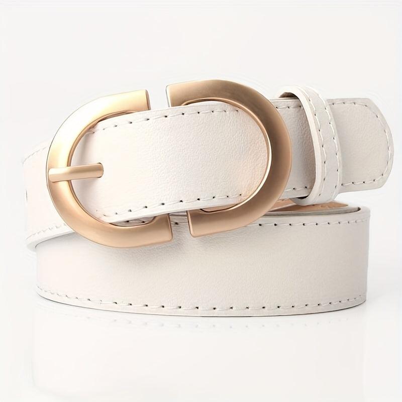 Double D Buckle PU Belt Solid Waistband Casual Coat Dress Girdle