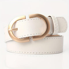 Double D Buckle PU Belt Solid Waistband Casual Coat Dress Girdle