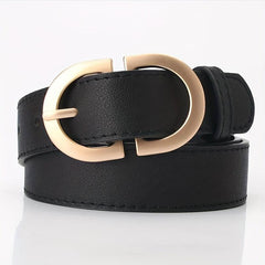 Double D Buckle PU Belt Solid Waistband Casual Coat Dress Girdle