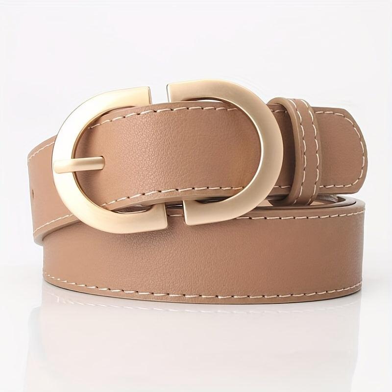 Double D Buckle PU Belt Solid Waistband Casual Coat Dress Girdle