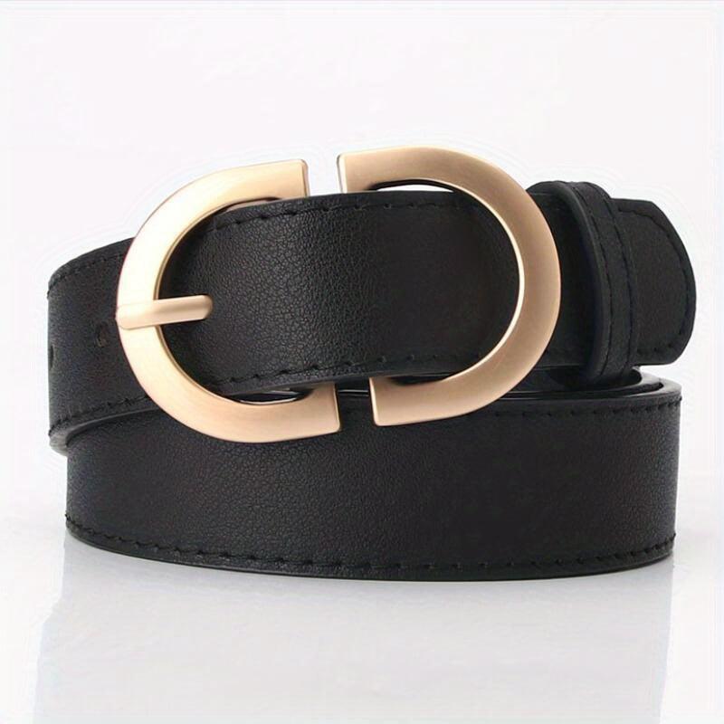 Double D Buckle PU Belt Solid Waistband Casual Coat Dress Girdle