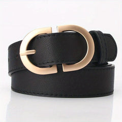 Double D Buckle PU Belt Solid Waistband Casual Coat Dress Girdle