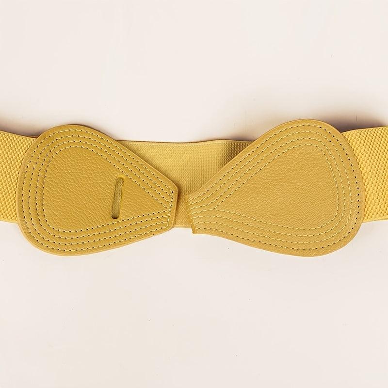 Yellow Elastic Waist Belt for Women's Dresses Decorative Girdle