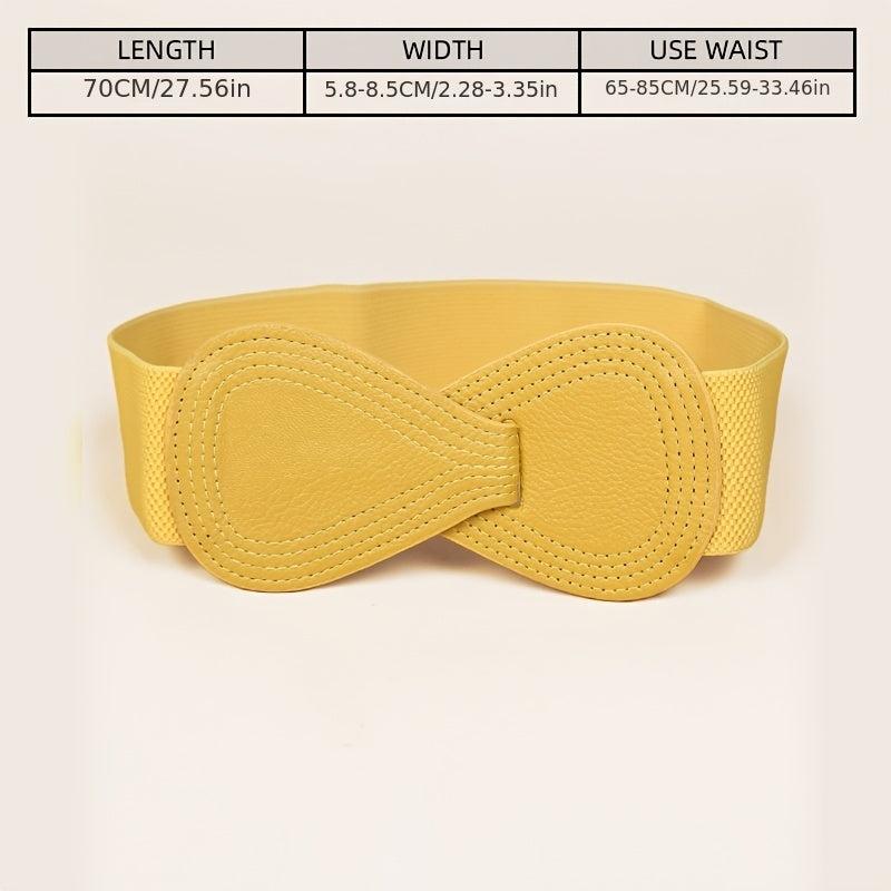 Yellow Elastic Waist Belt for Women's Dresses Decorative Girdle