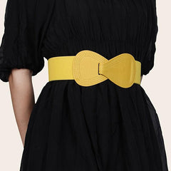 Yellow Elastic Waist Belt for Women's Dresses Decorative Girdle