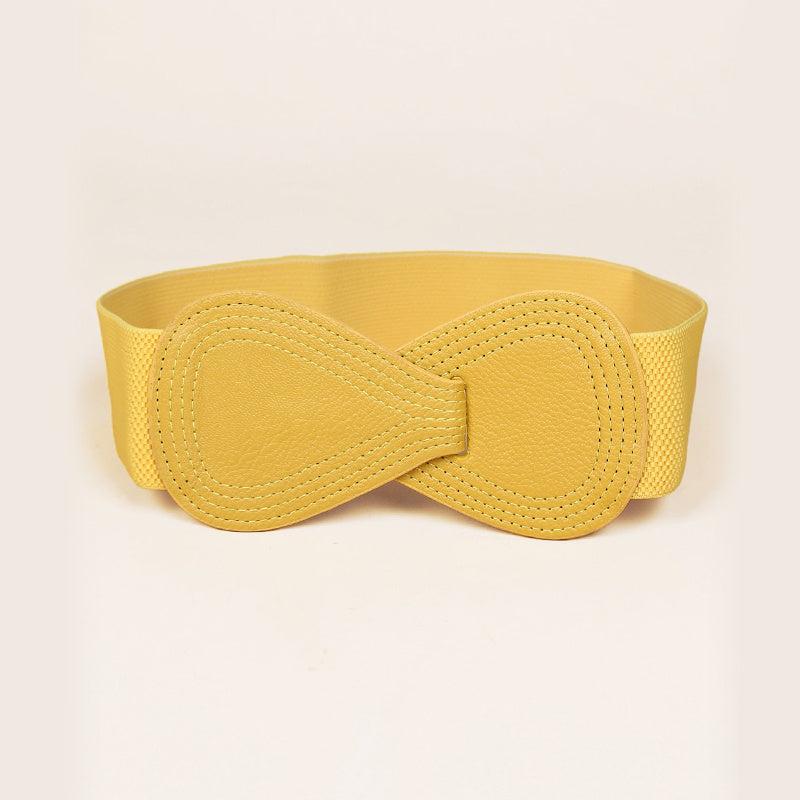 Yellow Elastic Waist Belt for Women's Dresses Decorative Girdle