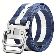 Men's Double Ring Buckle Belt Military Training Leather Belt