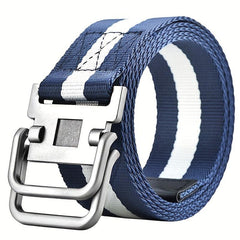 Men's Double Ring Buckle Belt Military Training Leather Belt